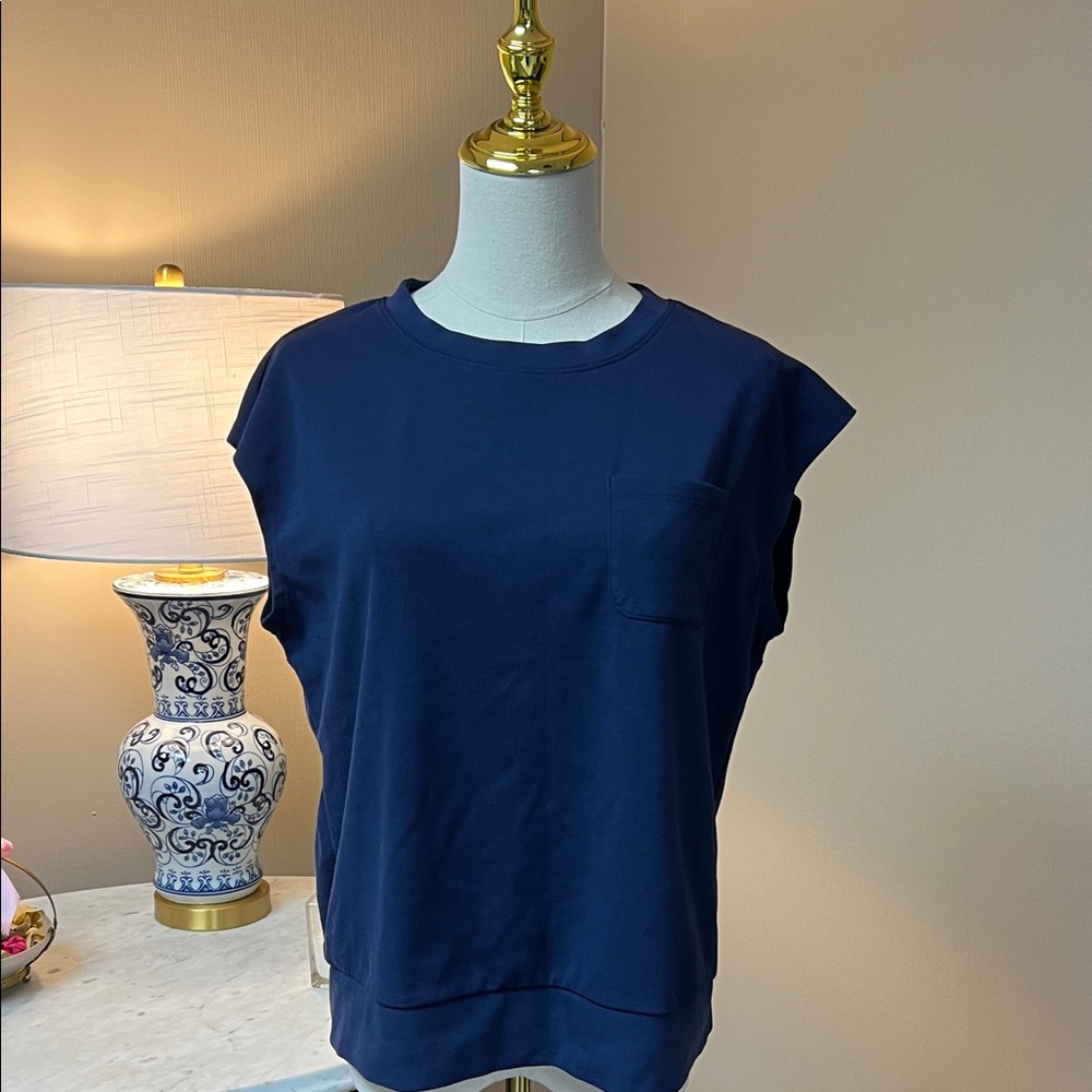 SHEIN Navy Cap Sleeve Pocket Tank